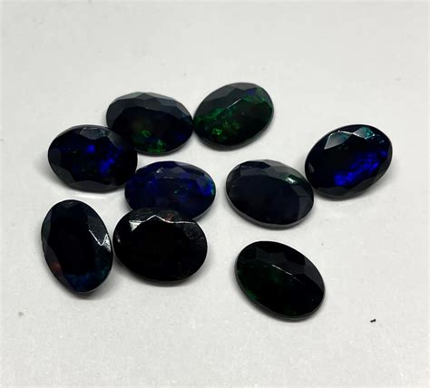 Oval True Black Fire Ethiopian Opal X Mm Cut Faceted Natural