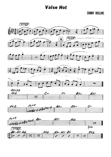 Valse hot Sonny Rollins Ноты джазового стандарта