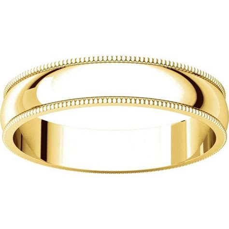 N23864e 18k Yellow Gold 4mm Wide Milgrain Plain Wedding Band