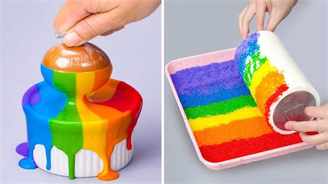 1000 Oddly Satisfying Rainbow Cake Decorating Compilation Simple