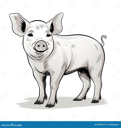 Hand Drawn Pig Vector Illustration With Clean Lines Stock Illustration