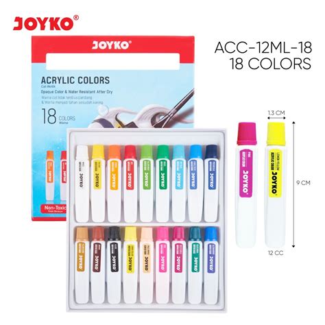 Jual ACRYLIC COLOR SET JOYKO AAC 12ML ISI 12 DAN 18 WARNA CAT LUKIS