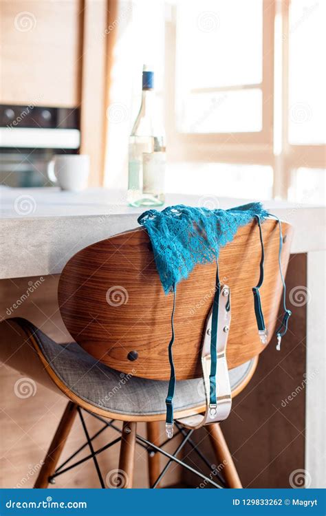 Shopping And Fashion Female Wardrobe Concept Glamorous Stylish Lace Lingerie On Chair In Loft