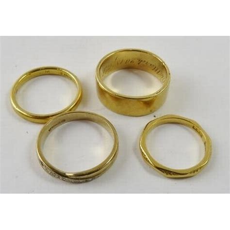 Two Ct Yellow Gold Wedding Bands Another Ct Plain Band And