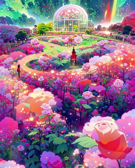 Digital Artwork Digital Artist Rainbow Roses Anime Scenery Wallpaper