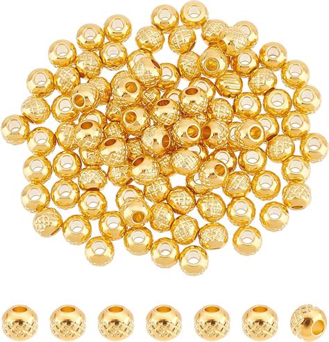 Amazon Unicraftale About Pcs Golden Round Textured Spacer Beads