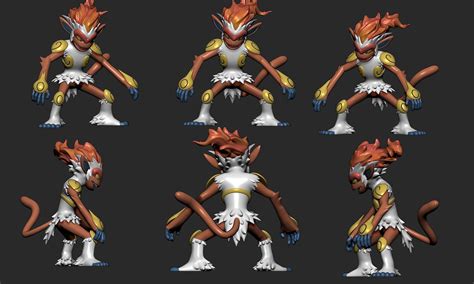 Pokemon Chimchar Monferno And Infernape With 2 Poses 3D Model 3D