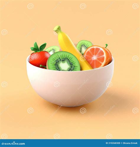 Clay Fruit Bowl 3d Icon Bowl Of Plastic Fruits Simple Cute Side View