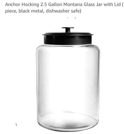 Anchor Hocking Gallon Montana Glass Jar With Lid Piece Black