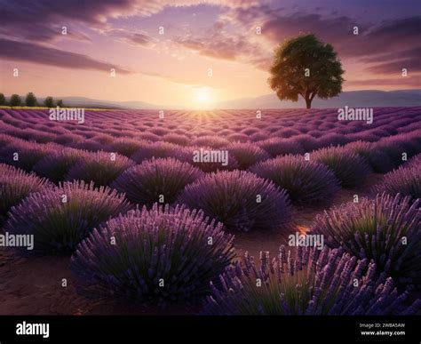 Lavender Fields At Sunset Provence France A Breathtaking Sight That