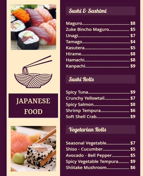 Japanese Menu Design Ideas, Examples, and Samples