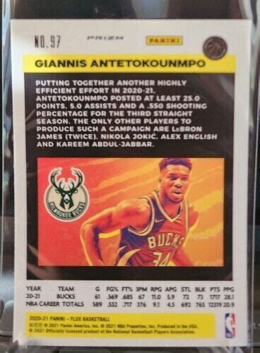 2020 21 Panini Flux Fanatics Silver Cracked Ice Prizm 97 Giannis