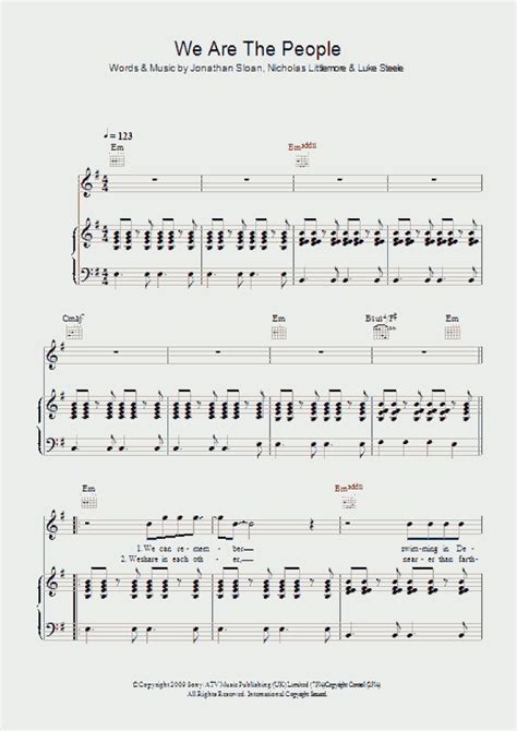 We Are The People Piano Sheet Music | OnlinePianist