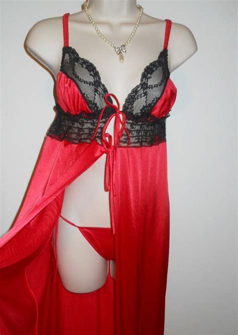 Sexy Vintage Red Nightgown Bikini Panty Set Gem