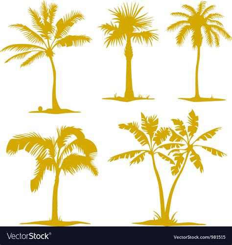 Set Palm Tree Silhouettes Royalty Free Vector Image