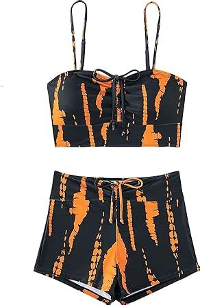 Amazon SHENHE Women S Tie Dye Tankini Swimsuits High Waisted Tummy Control Bikini Sets