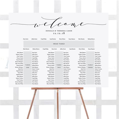 Banquet Seating Chart 3 Tables And Top Table Printable E Shape Table