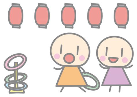デフォルメ夏祭りイラスト 横 輪投げの屋台 無料イラスト素材｜素材ラボ
