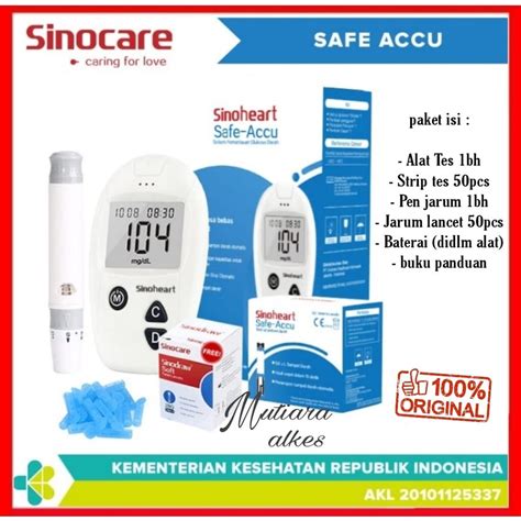 Jual Paket Alat Sinocare Safe Accu Alat Cek Gula Darah Alat Cek