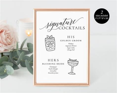 Signature Drinks Printable Signature Drinks Sign Signature | Etsy ...