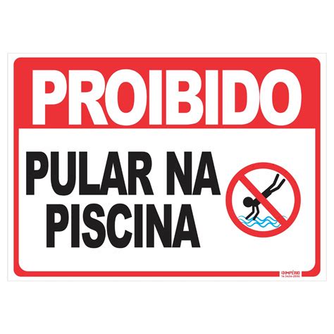 Placa De Sinaliza O Proibido Pular Na Piscina