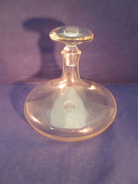 Vintage Blown Glass Ship Decanter Bottle With Glass Stopper Mid Century Clear Glass Stopper