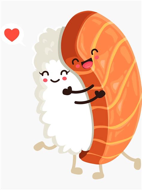 Kawaii Sushi Hug Rice And Salmon Hug Japanese Sushi Graphic Sushi