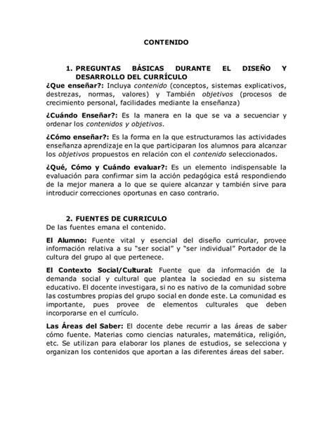 Resumen Elementos Del Curriculum Pdf