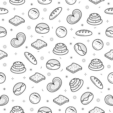 Premium Vector Abstract Seamless Pattern Doodle Collection Bread Bun