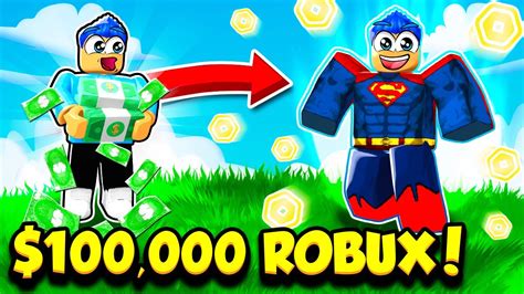 Spending 100000 Robux To Become The Strongest Hero In Roblox Youtube