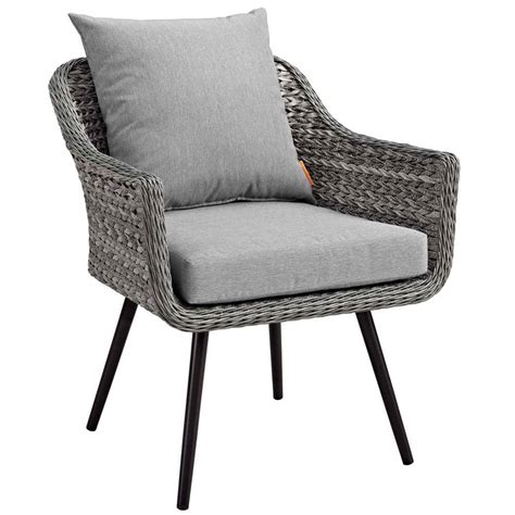 MODWAY Endeavor Gray Wicker Outdoor Lounge Chair With Gray Cushions EEI