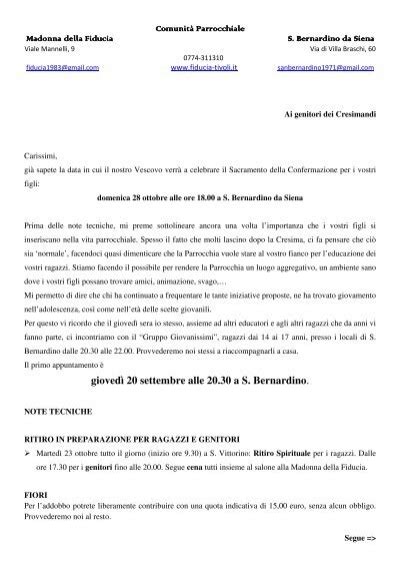 Lettera Ai Genitori Dei Ragazzi Che Faranno La Cresima Il Ottobre