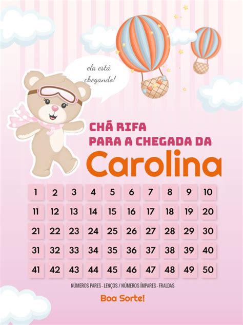 Convite Ch Rifa Ursinha Baloeira Rosa Convite Cha Convite Convite