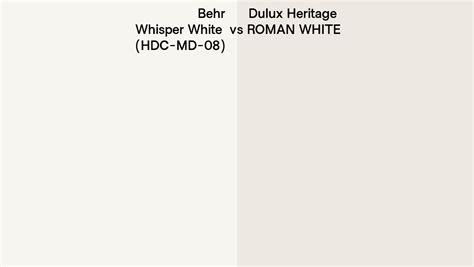 Behr Whisper White Hdc Md 08 Vs Dulux Heritage Roman White Side By Side Comparison