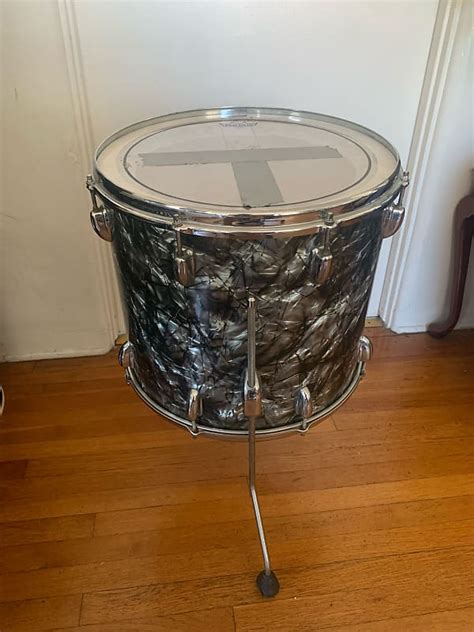 Slingerland Vintage Floor Tom 16 X 14 Black Diamond Pearl Reverb