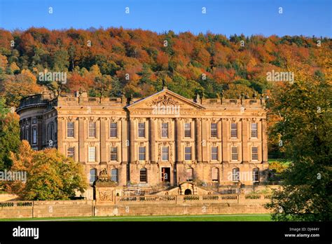 Autumn Chatsworth House Derbyshire Peak District National Park Stock