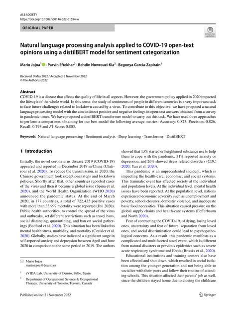 Pdf Natural Language Processing Analysis Applied To Covid Open