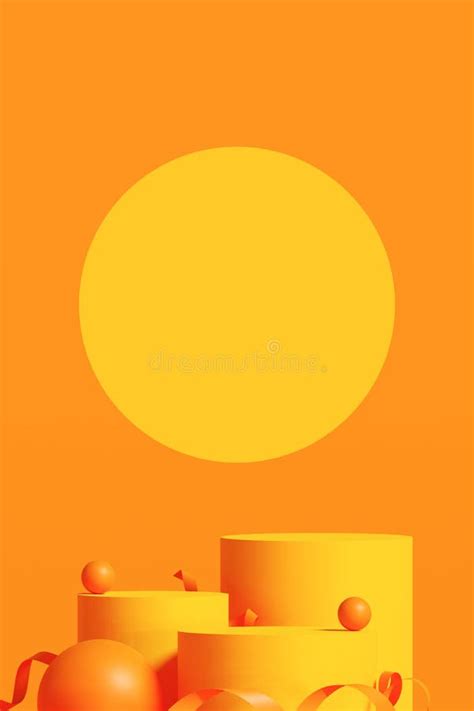 Podium Minimal On Stage With Summer Orange Platform Stock Illustration