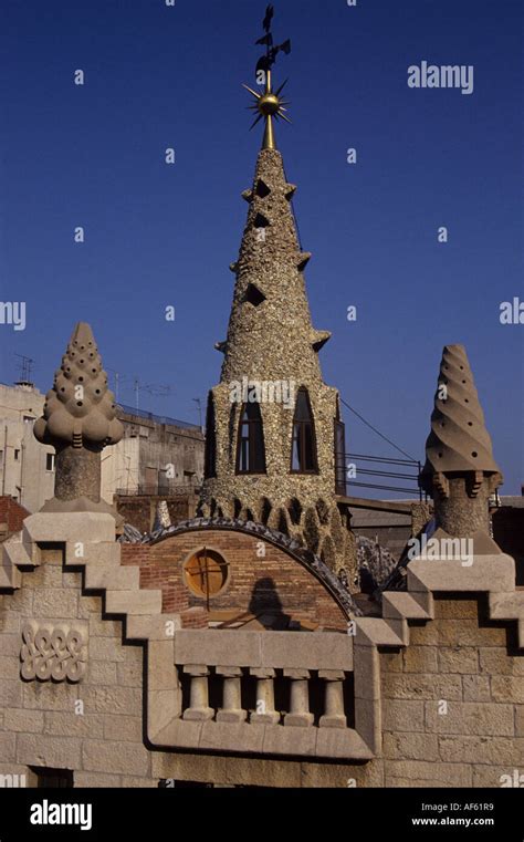 barcelona gaudi architecture detail palau guell palace Stock Photo - Alamy