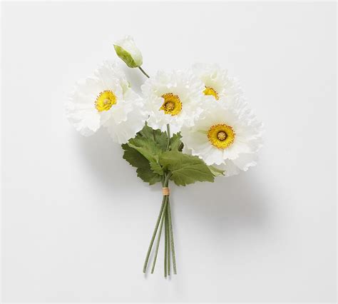 Faux White Poppy Flower Bundle | Pottery Barn