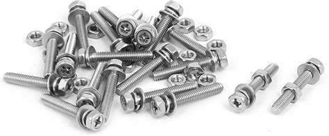 Uxcell M X Mm Stainless Steel Phillips Hex Head Bolts Nuts W