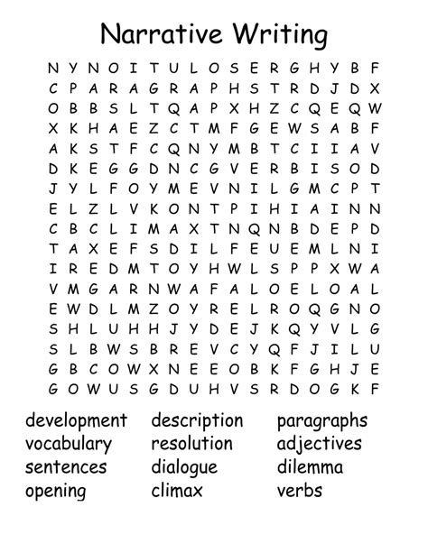 Narrative Writing Word Search WordMint