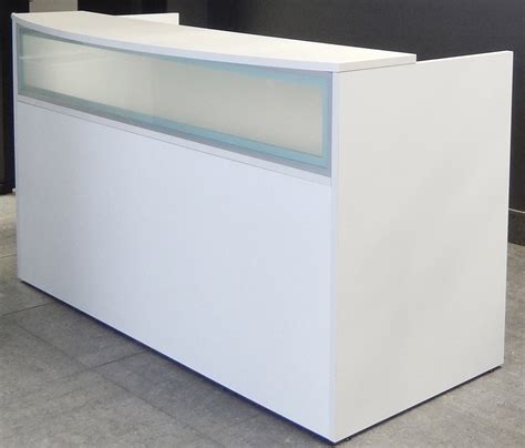 Rectangular White Reception Desk Wfrosted Glass Panel