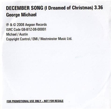 George Michael – December Song (I Dreamed Of Christmas) (2008, CDr ...