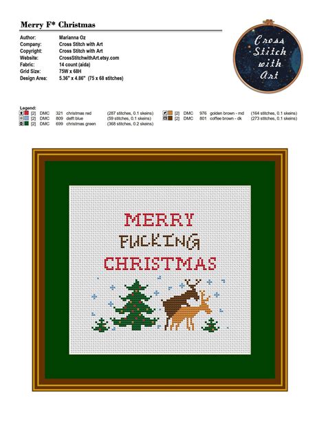 Merry Christmas Cross Stitch Pattern Subversive Cross Stitch Etsy