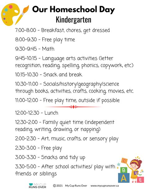 daily-kindergarten-homeschool-schedule-relaxed - My Cup Runs Over