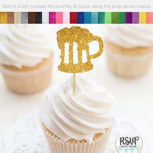 Beer Cupcake Toppers Beer Food Picks A Baby Is Brewing Decorations