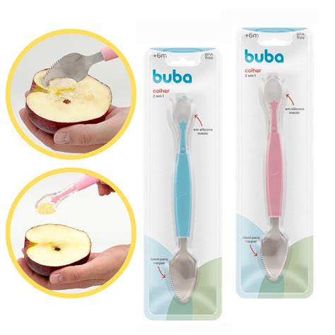 Colher 2 Em 1 Colher De Silicone E Colher Para Raspar Fruta Buba