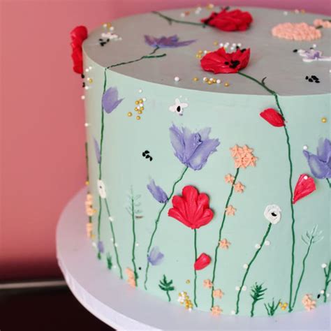 meadow buttercream flower cake colorful nature birthday cake wild