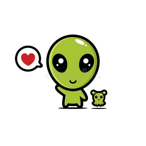 Cute Alien Cartoon Character Holding Drink And Food Stock Vector